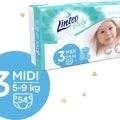 LINTEO BABY Premium Plienky jednorazové 3 MIDI (5-9 kg) 216 ks