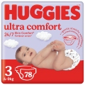 HUGGIES® Plienky jednorazové Ultra Comfort Mega 3 (4-9 kg) 78 ks