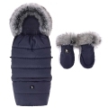 COTTONMOOSE Set fusak a rukavice na kočík Combi Graphite/Blue