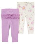 CARTER'S Tepláky/legíny Purple Floral dievča 2ks 24m/ veľ. 92