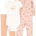 CARTER'S Set 3dielny overal, body kr. rukáv, legíny Pink Fruit/Floral dievča 6m/ veľ. 68