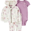 CARTER'S Set 3dielny mikina, tepláky, body kr. rukáv Purple Floral dievča MFL 3m/ veľ. 62