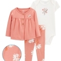 CARTER'S Set 3dielny mikina, body kr. rukáv, legíny Pink Floral dievča MFL 9m/ veľ. 74