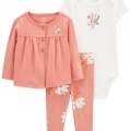 CARTER'S Set 3dielny mikina, body kr. rukáv, legíny Pink Floral dievča MFL 12m/ veľ. 80