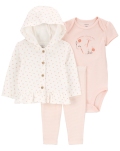 CARTER'S Set 3dielny mikina, body kr. rukáv, legíny Pink Floral dievča MFL 12m/ veľ. 80