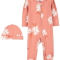 CARTER'S Set 2dielny overal, čiapka Pink Floral dievča MFL NB/ veľ. 56