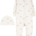 CARTER'S Set 2dielny overal, čiapka Ivory Elephant neutrál MFL 6m/ veľ. 68