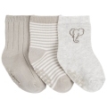 CARTER'S Ponožky White-Grey Elephant neutrál LBB 3 ks, NB/ veľ. 56