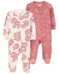 CARTER'S Overal na zips Sleep&Play Pink/Ivory Floral dievča 2ks 6m/ veľ. 68