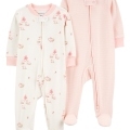 CARTER'S Overal na zips Sleep&Play Pink Sheep/Stripe dievča 2ks NB/ veľ. 56