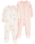 CARTER'S Overal na zips Sleep&Play Pink Sheep/Stripe dievča 2ks 3m/ veľ. 62