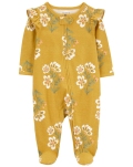 CARTER'S Overal na zips Sleep&Play Mustard Floral dievča NB/ veľ. 56