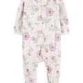 CARTER'S Overal na zips Sleep&Play Ivory Floral dievča NB/ veľ. 56