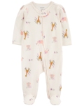 CARTER'S Overal na zips Sleep&Play Ivory Animal dievča 3m/ veľ. 62