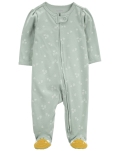 CARTER'S Overal na zips Sleep&Play Green Floral Bee dievča 3m/ veľ. 62