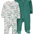 CARTER'S Overal na zips Sleep&Play Green Dino/Stripe chlapec 2ks NB/ veľ. 56