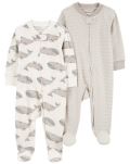 CARTER'S Overal na zips Sleep&Play Gray Whale/Stripe neutrál 2ks 3m/ veľ. 62