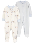 CARTER'S Overal na zips Sleep&Play Blue Dog/Stripe chlapec 2ks 9m/ veľ. 74