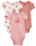 CARTER'S Body krátky rukáv Pink Cherry dievča 3ks 18m/ veľ. 86