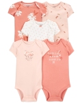 CARTER'S Body krátky rukáv Pink Floral dievča 5ks 6m/ veľ. 68