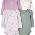 CARTER'S Body dlhý rukáv Purple/Green Floral dievča 4ks 24m/ veľ. 92