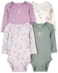 CARTER'S Body dlhý rukáv Purple/Green Floral dievča 4ks 24m/ veľ. 92