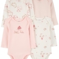 CARTER'S Body dlhý rukáv Pink/Ivory dievča 4ks 6m/ veľ. 68