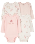 CARTER'S Body dlhý rukáv Pink/Ivory dievča 4ks 3m/ veľ. 62