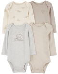 CARTER'S Body dlhý rukáv Gray Elephant neutrál 4ks NB/ veľ. 56