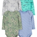 CARTER'S Body dlhý rukáv Blue/Gray Animal chlapec 4ks NB/ veľ. 56