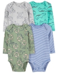 CARTER'S Body dlhý rukáv Blue/Gray Animal chlapec 4ks 12m/ veľ. 80