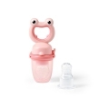 BABYONO Cumlík silikónový na kŕmenie Frog pink 6m+