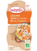 BABYBIO Menu zelenina s morčacím mäsom a ryžou 2x 200 g