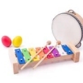 WOODY Set muzikálny (xylofón, tamburína/bubienok, triangel, 2 maracas vajíčka)