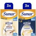 SUNAR Kaša mliečna ryžová mix príchutí, 4m+, 6x210g