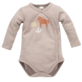 PINOKIO Body zavinovacie dlhý rukáv Wooden Pony z organickej bavlny beige veľ. 74