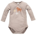 PINOKIO Body zavinovacie dlhý rukáv Wooden Pony z organickej bavlny beige veľ. 68