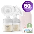 Philips AVENT Odsávačka materského mlieka elektrická DUO SCF397/31+WW Soapberry 60ks