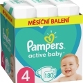 PAMPERS Active Baby Plienky jednorazové 4 (9-14 kg) 180 ks - MESAČNÁ ZÁSOBA