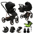 ADAMEX Kočík kombinovaný Quantum Special Edition Black/Rosegold + KIDDY Evoluna i-size 2,základňa