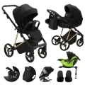 ADAMEX Kočík kombinovaný Quantum Special Edition Black/Gold + KIDDY Evoluna i-size 2 + základňa