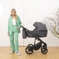 ADAMEX Kočík kombinovaný Mobi New Lux Green + KIDDY Evoluna i-size 2 + základňa