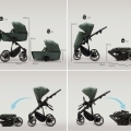 ADAMEX Kočík kombinovaný Mobi New Lux Green + KIDDY Evoluna i-size 2 + základňa