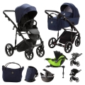 ADAMEX Kočík kombinovaný Mobi New Lux Blue + KIDDY Evoluna i-size 2 + základňa