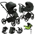 ADAMEX Kočík kombinovaný Blanc Standard Dark green + KIDDY Evoluna i-size 2 + základňa