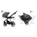 ADAMEX Kočík kombinovaný Blanc Standard Dark green + KIDDY Evoluna i-size 2 + základňa