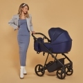 ADAMEX Kočík kombinovaný Blanc Standard Blue + KIDDY Evoluna i-size 2 + základňa