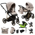 ADAMEX Kočík kombinovaný Belissa Special Edition Beige/Gold + KIDDY Evoluna i-size 2 + základňa