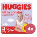 4x HUGGIES® Plienky jednorázové Ultra Comfort Mega 4 (7-18 kg) 66 ks