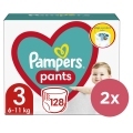 2x PAMPERS Pants Nohavičky plienkové jednorazové 3 (6-11 kg) 128 ks - MEGA PACK